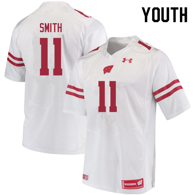 Youth #11 Alexander Smith Wisconsin Badgers College Football Jerseys Sale-White